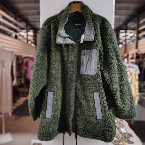 Madwell Plus The Resourced Sherpa Zip Jacket | Forest Green | Size 3X | NWT - Picture 7 of 9
